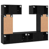 TV Cabinet Set 6 pcs Black Oak Engineered Wood 3393469