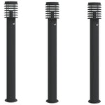 ZNTS Outdoor Floor Lamps with Sensors 3pcs Black 110cm Stainless Steel 4006372