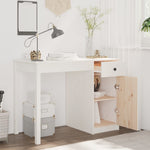 ZNTS Desk White 100x50x75 cm Solid Wood Pine 814630