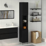 Bathroom Cabinet Black Oak 30 x 30 x 190 cm Engineered Wood 862882