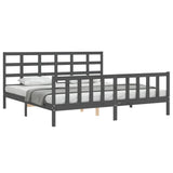 Bed Frame without Mattress Grey 200x200 cm Solid Wood Pine 3192123