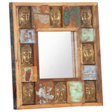 Mirror with Buddha Cladding 50x50 cm Solid Reclaimed Wood 321813
