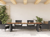 Garden Table with Acacia Wood Top Black 240x90x75 cm Poly Rattan 365595
