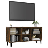 TV Cabinet with Metal Legs Smoked Oak 103.5x30x50 cm 813155