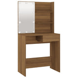 Dressing Table Set with LED Brown Oak Engineered Wood 3114114
