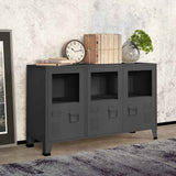 Industrial Sideboard Anthracite 105x35x62 cm Metal and Glass 339610
