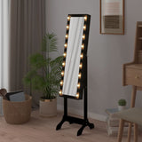 Free-Standing Mirror with LED Black 34x37x146 cm 351767