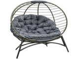 Folding Rattan Egg Chair, Freestanding Basket Chair with Cushion, Bottle Holder Bag for Outdoor or T3398P314720
