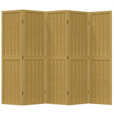 Room Divider 5 Panels Brown Solid Wood Paulownia 358821