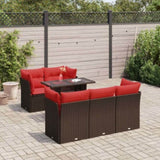6 Piece Garden Sofa Set with Cushions Brown Poly Rattan Acacia 3326105