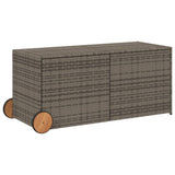 Garden Storage Box with Wheels Grey 283L Poly Rattan 365318