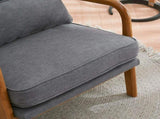 Oak Armrest Oak Upholstered Single Lounge Chair Indoor Lounge Chair Dark Grey 81136898