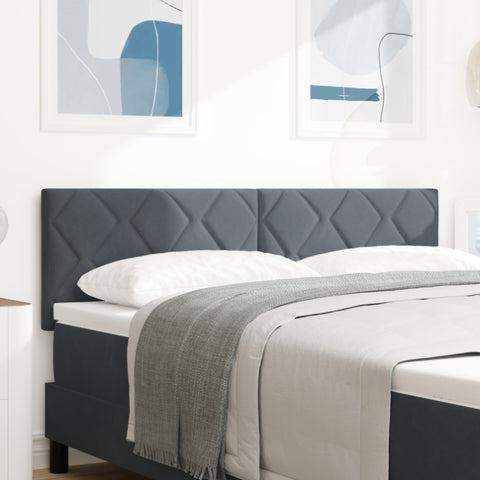 ZNTS LED Headboard Diamond Blocks Design Dark Grey 144 cm Velvet 3338221