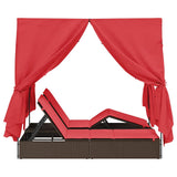 Double Sun Lounger with Roof Brown 205 x 129 x 200 cm PE rattan 3376133