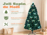 6FT Green Colorful Fiber Optic Christmas Tree with 230 Tips, LED Bead Bow Ornament, Star Topper, PVC 31194782