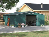 12.5 x 11.1ft Steel Sliding Door Storage Shed - Green T3398P317801