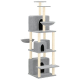 Cat Tree with Sisal Scratching Posts Light Grey 180 cm 171601