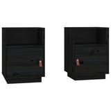 Bedside Cabinets 2 pcs Black 40x34x55 cm Solid Wood Pine 818324