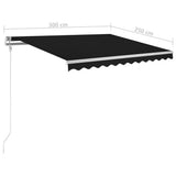 Manual Retractable Awning with LED 3x2.5 m Anthracite 3069904