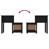 Bedside Cabinet 2 pcs Black 79.5x38x65.5 cm Solid Wood Pine 814548