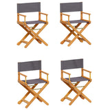 4 Piece Folding Garden Chairs Dark Grey Fabric 3208913