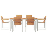 Garden Dining Set 7 pcs Solid Teak Wood and Stainless Steel 3334826