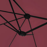 Double-Head Garden Parasol with LEDs Bordeaux Red 449x265 cm 362957