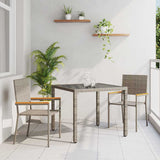 Garden Dining Set 3 pcs Grey and Brown Poly Rattan 3365385