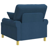 XL Armchair with Cushions Blue Fabric 42043491