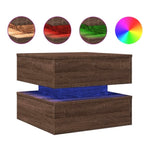 ZNTS Coffee Table with LED Lights Brown Oak 50x50x40 cm 839860