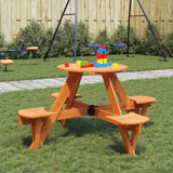 Picnic Table for 4 Kids with Umbrella Hole Round Solid Wood Fir 4008988