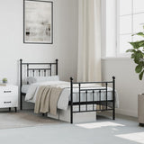 Metal Bed Frame without Mattress with Footboard Black 75x190cm 353545