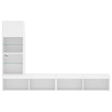 4 Piece TV Wall Units with LED White Engineered Wood 3216640