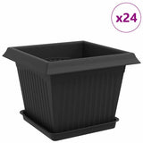 Plant Pots 24 pcs Black Plastic 3403313