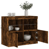 Sideboard with LED Lights Smoked Oak 81x37x67 cm 836662