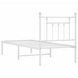 Bed Frame White Powder-Coated Steel Small Single Bed Frame 353576