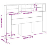 Headboard Cabinet Black Oak 160 x 19 x 103.5 cm Engineered Wood 862753