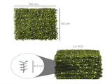 12PCS Artificial Boxwood Wall Panels 50cm x 50cm Grass Privacy Fence Screen Faux Hedge Greenery T3398P552554