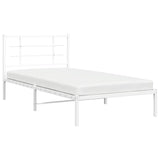 Metal Bed Frame without Mattress with Headboard White 100x200cm 355605