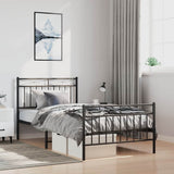 Metal Bed Frame without Mattress with Footboard Black 100x190cm 373703