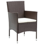 3 Piece Garden Dining Set Poly Rattan and Tempered Glass Brown 3095931