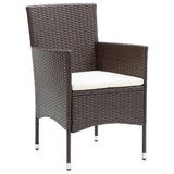 3 Piece Garden Dining Set Poly Rattan and Tempered Glass Brown 3095931