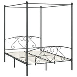 284444 Canopy Bed Frame without Mattress Grey Metal 160x200 cm