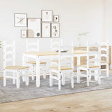 ZNTS 7 Piece Dining Set Panama White Solid Wood Pine 3345214