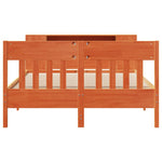 ZNTS Bookcase Bed without Mattress Wax Brown 140x200cm Solid Wood Pine 3323184