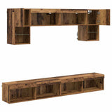 TV Wall Units with LED 6 pcs Old Wood Engineered Wood 3402962