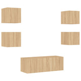 6 Piece TV Wall Units with LED Sonoma Oak Engineered Wood 3216813