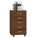 Drawer Cabinet with Castors Brown Oak Engineered Wood 342676