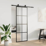 Sliding Door with Hardware Set Black 76x205 cm ESG Glass 3375909