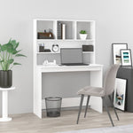 ZNTS Desk with Shelves High Gloss White 102x45x148 cm Engineered Wood 823002